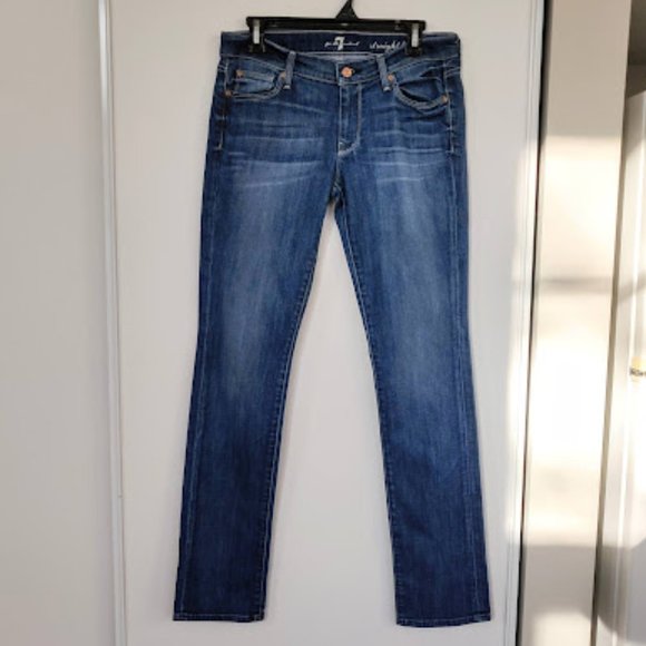 7 For All Mankind Denim - 7 For All Mankind Straight Leg Low-Rise Jeans